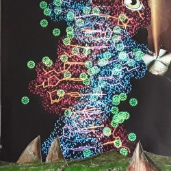 porteur de flammes - collage, 22x38 plastifié