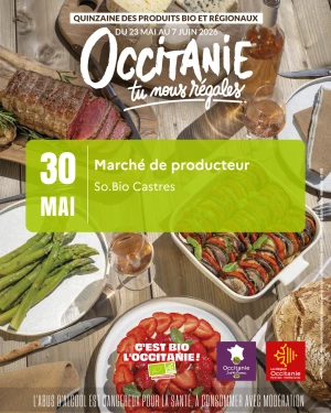 Affiche Quinzaine des produits Bio et régionaux : marché de producteurs devant So Bio Castres 