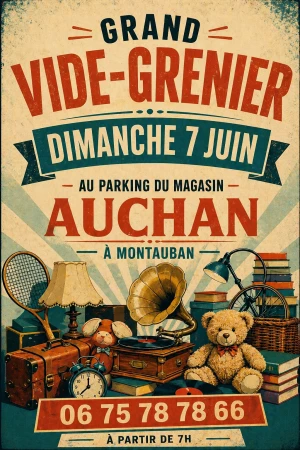Affiche 1er Grand Vide Grenier Parking Magasin Auchan