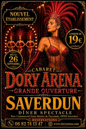 Affiche Cabaret Dory Arena à Saverdun – dîner-spectacle près de Toulouse