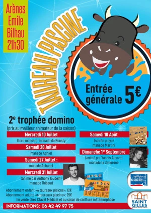 Affiche Taureaux-piscine