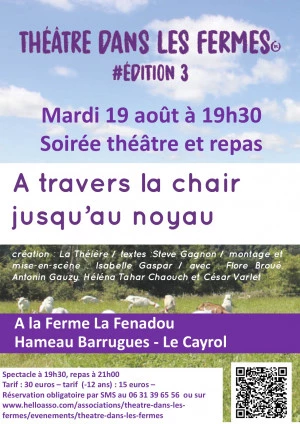 Affiche Théâtre dans les fermes - A travers la chair jusqu'au noyau