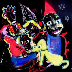 Entre chien et loup #III - Technique mixte sur toile, 100 x 100 cm