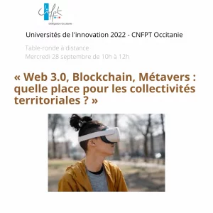 Affiche « Web 3.0, Blockchain, Metaverse : quelle place pour les collectivités ? »