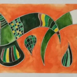 rêverie orange - aquarelle 30x90 2019