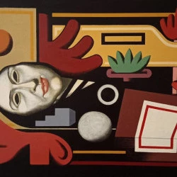 Le pupitre - Acrylique sur Toile de lin, 65x100cm, 2025 - @Flavien Couche 