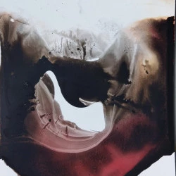 Fond de palette - monotype encre sur papier à partir de matériel de récupération