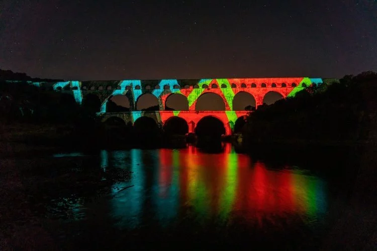 Création lumineuse Pont du Gard 