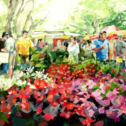 marché aux fleurs - huile sur toile 70cm-90cm 2007