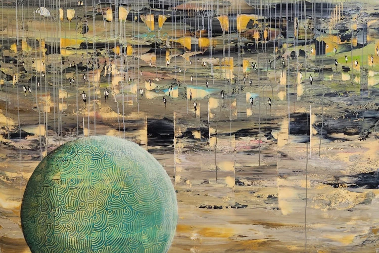 PLAYING WITH PURPLE - Acrylique sur toile, 89/116 cms, 2021, PLAYING WITH PURPLE - JHSAVOLDELLI 