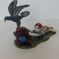 Le pigeon voyageur - Terre cuite / émail