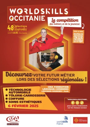 Affiche Les Worldskills Occitanie, découvrez le métier « TÔLERIE-CARROSSERIE » en action !
