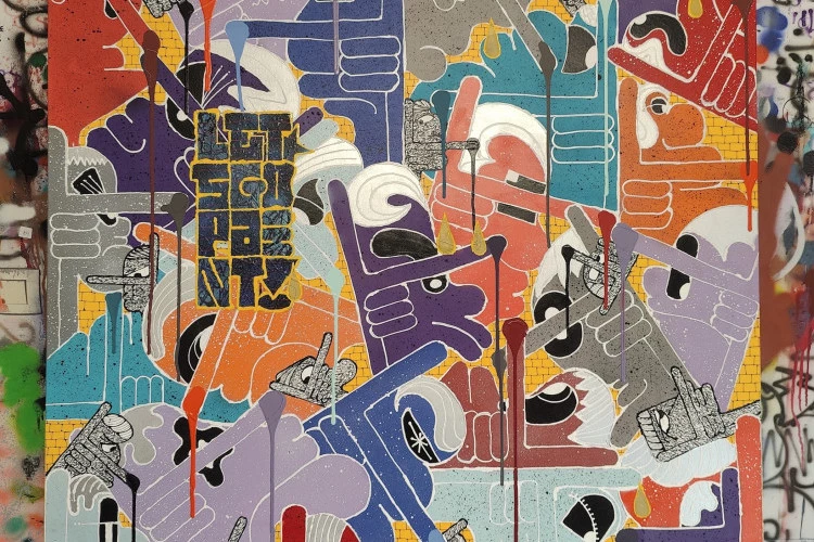 Let's Go Paint - Acrylic, bombe aerosol sur toile, 113,5 x 162 cm, 2017 - Smole 