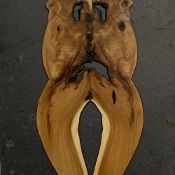 Masque 2 - Composition en bois d'If sur ardoise - CGarcia 