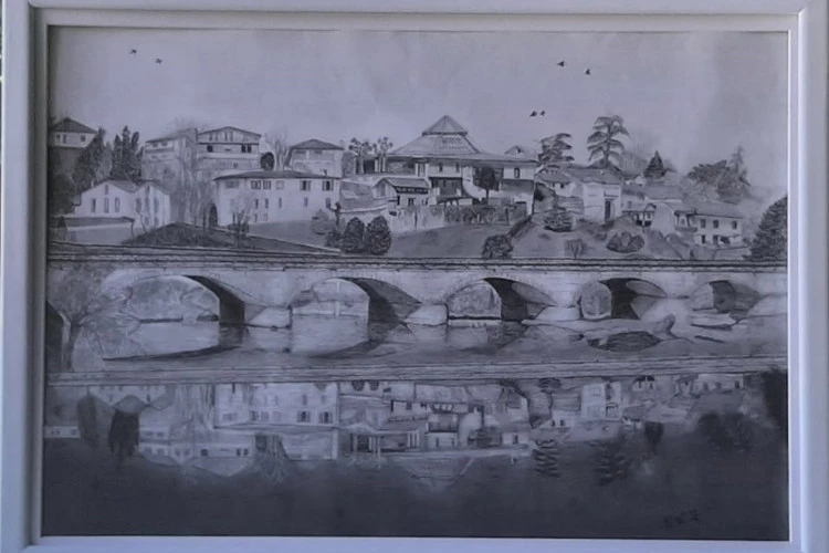 Montréjeau - graphite et mine de plomb année 2021 2ème au concours de Montréjeau 2021 taille dessin non encadré 50x65 encadré 55x70 - 250 euros 