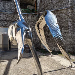 Albatross - Albatros grandeur nature. 3,6 m en acier inoxydable poli