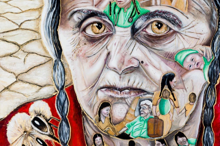 Notre sécheresse dorée - Techniques mixtes sur carton et bois, 120x80cm, 2024