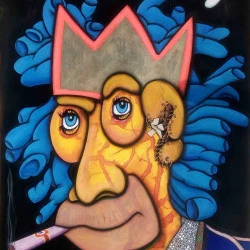 "Je ne suis pas Omer" 2nyss 2020 - Technique mixte sur papier d'art 42 x 61 effets 3D painting and ambilight U.V - #2nyss @2nyss 