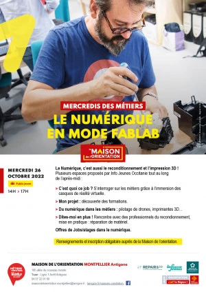 Affiche Mercredis des Métiers - Le numérique en mode FabLab 