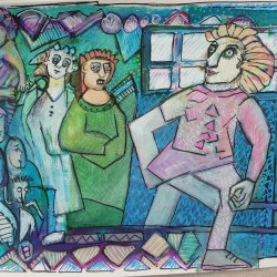 sans titre - encres, gouache posca et roller sur papier