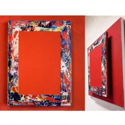 Tableau ZERO - toile présentoir d'une toile enchassée de dimension 100 cm/ 100 cm. Peinture de technique mixte
