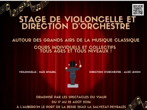 Affiche stage de violoncelle et direction d'orchestre Les grands airs du classique