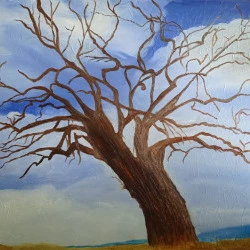 Chêne de Bertrand - Huile sur bois / Oil on wood panel - © ADAGP, Paris, 2025. Patricia Lackersteen 