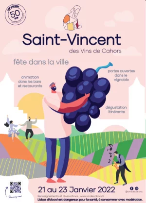 Affiche ---------ANNULÉ--------Les vins de Cahors en fête pour la Saint-Vincent du 21 au 23 janvier