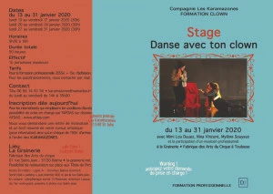 Affiche Danse avec ton clown • stage clown à la Grainerie Toulouse