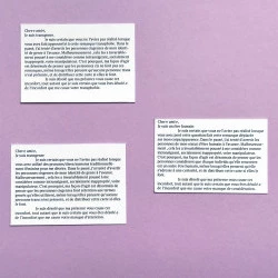 Cher·e ami·e - Cher·e ami·e, 2019, série de trois cartes. D'après Adrian Piper.