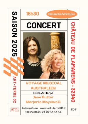 Affiche CONCERT – Voyage Musical Australien - Flûte et Harpe