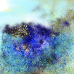 Le Célé en Hiver, - Peinture réalisée sur tablette digitale et imprimée en Fine Art, 100 cm x 100 cm, 2016