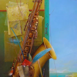 Histoires de becs - Acrylique sur panneau - 92 x 46 cm - Philippe Vercellotti 