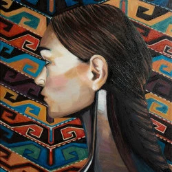 Fille d'Anatolie : La corne du bélier - Projet "Humanoïdes", 2025, Huile sur toile, 38x46cm - Oktay Kočan 