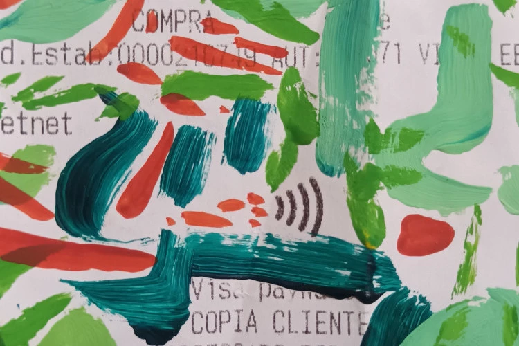 ticket - air - gouache sur ticket de caisse