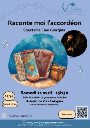 Affiche Raconte moi l'accordéon! Spectacle Ciao Giorgina avec Alexis Palazzotto