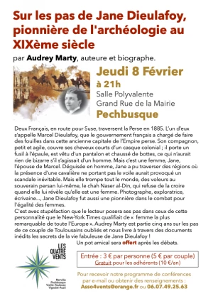 Affiche Sur les pas de Jane Dieulafoy, pionnière de l'archéologie au XIXème siècle, par Audrey Marty