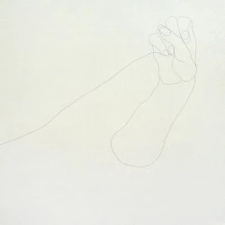 Detail, lettre S en Langue des Signes "Signer Paul" (ou Pas vu ce que nous voyons - - Cheveux sous verre - Claudie Dadu 