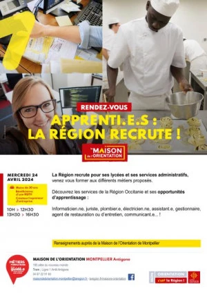 Affiche Apprenti.e.s : La Région recrute !