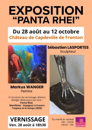 Affiche Exposition PANTA RHEI Château de Capdeville à Fronton - Peintures, sculptures et dédicace
