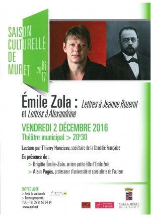 Affiche Émile Zola : Lettres à Jeanne Rozerot et Lettres à Alexandrine