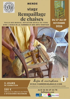 Affiche Stage de rempaillage de chaises en Lozère