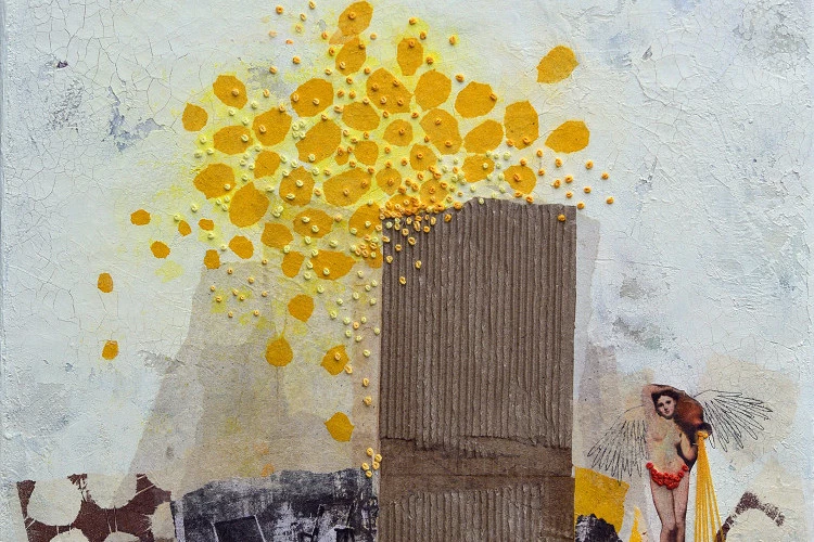 Primavera - Tableau 40 cm x 40 cm -peinture technique mixte - Armandine JS 