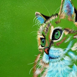 FEERIE - PORTRAIT D UN CHAT ET D UN PAPILLON - Instant magique et irréel - PASTEL ET ENCRE SUR PAPIER - 250 EUROS 