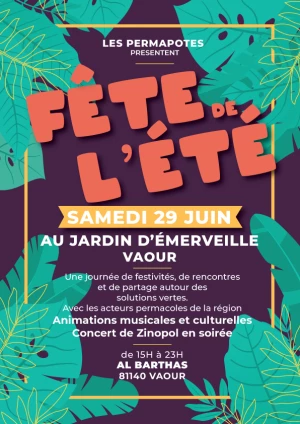 Affiche La fête de l'été - Permaculture et transition - Vaour (81)