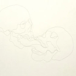 "Le baiser" - Cheveux sous verre- 2012 48 cm x 48cm - Claudie Dadu 
