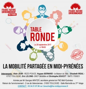 Affiche Table ronde sur la mobilité partagée en Midi-Pyrénées