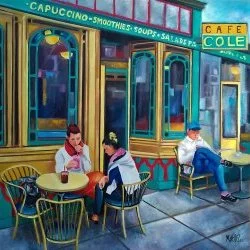au Cole Café - peinture à l'huile sur toile de lin 80X80