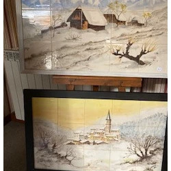 La neige et le village - fait à la main sur céramique - 600 