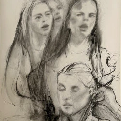 Les choristes - fusain 90/120